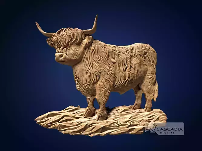 Highland Cow Steer - CNC Router Carving Casting Farm animal 3D print model