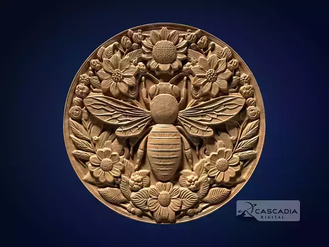 Bee Round - CNC Router Carving Casting insect animal coin