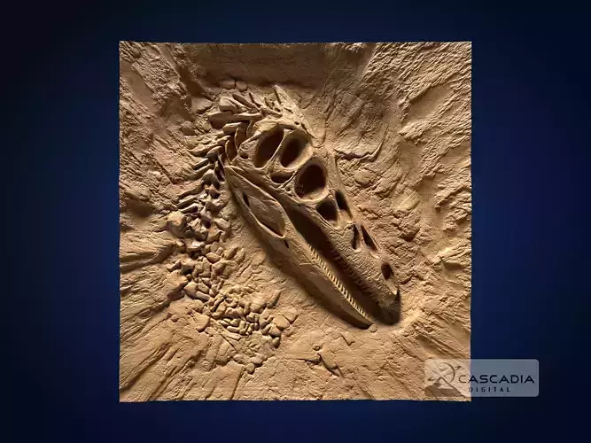 Pterodactyl Skull in Rock - CNC Router Carving Casting dino