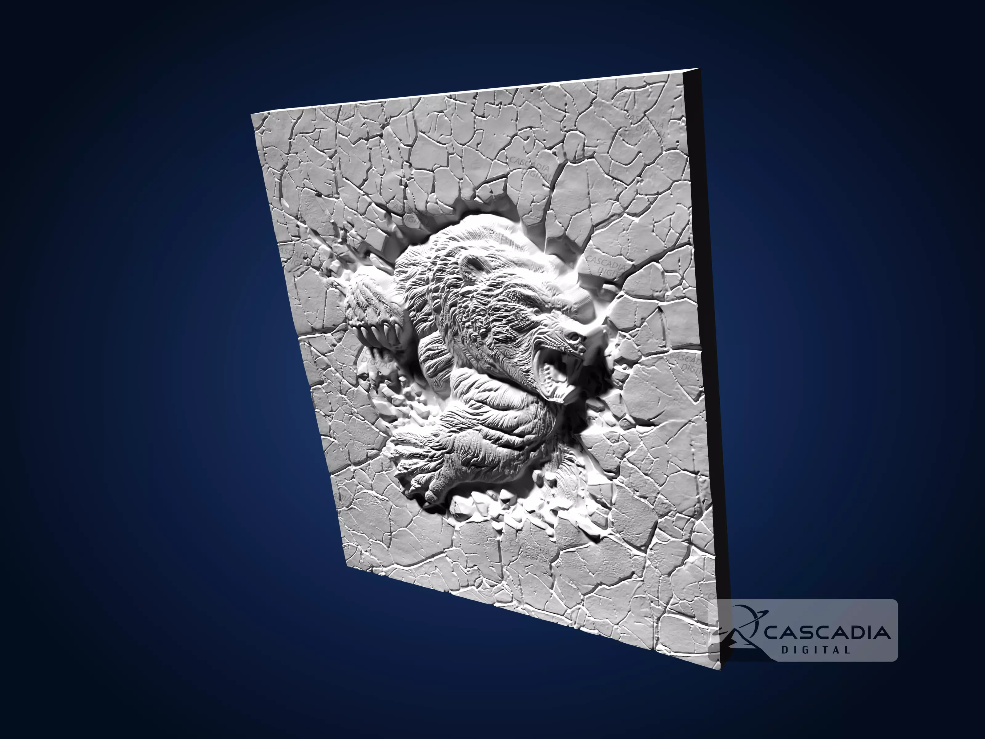 Bear Breaking through Rock - CNC Router Carving Casting 3D print model_4