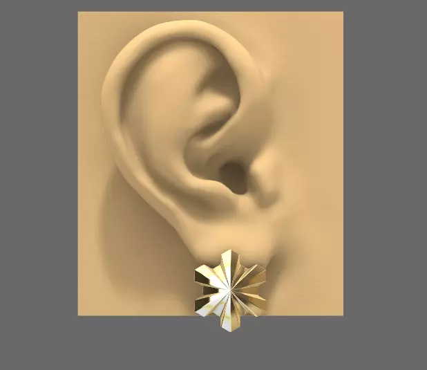 Set Geometric flower ring earring and pendant- conjunto 3D print model_0