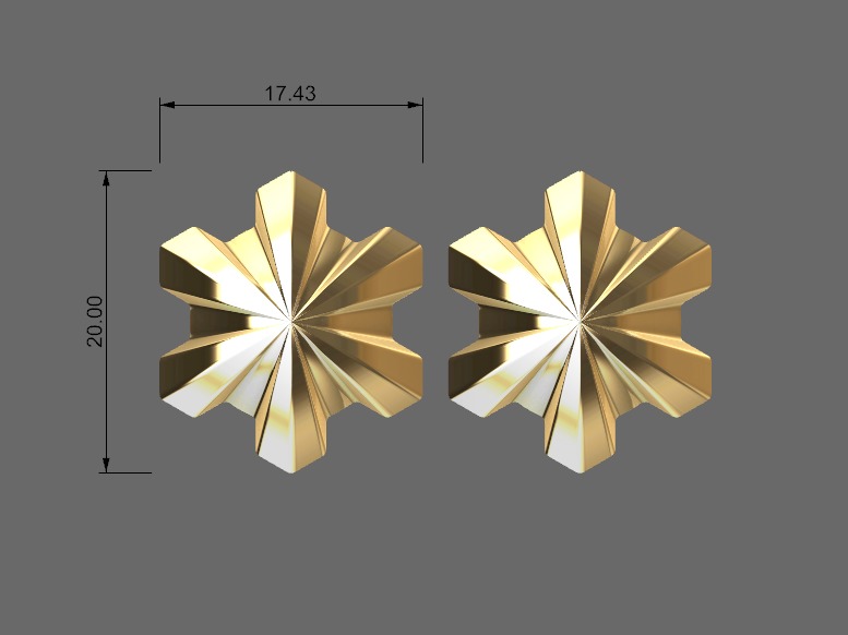 Set Geometric flower ring earring and pendant- conjunto 3D print model_3