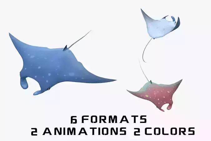 Animated manta ray 3D model
