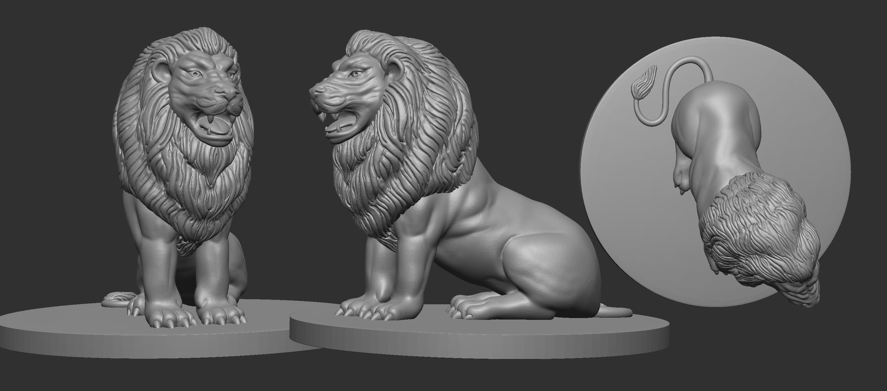 Lion sitting 3D print model_1