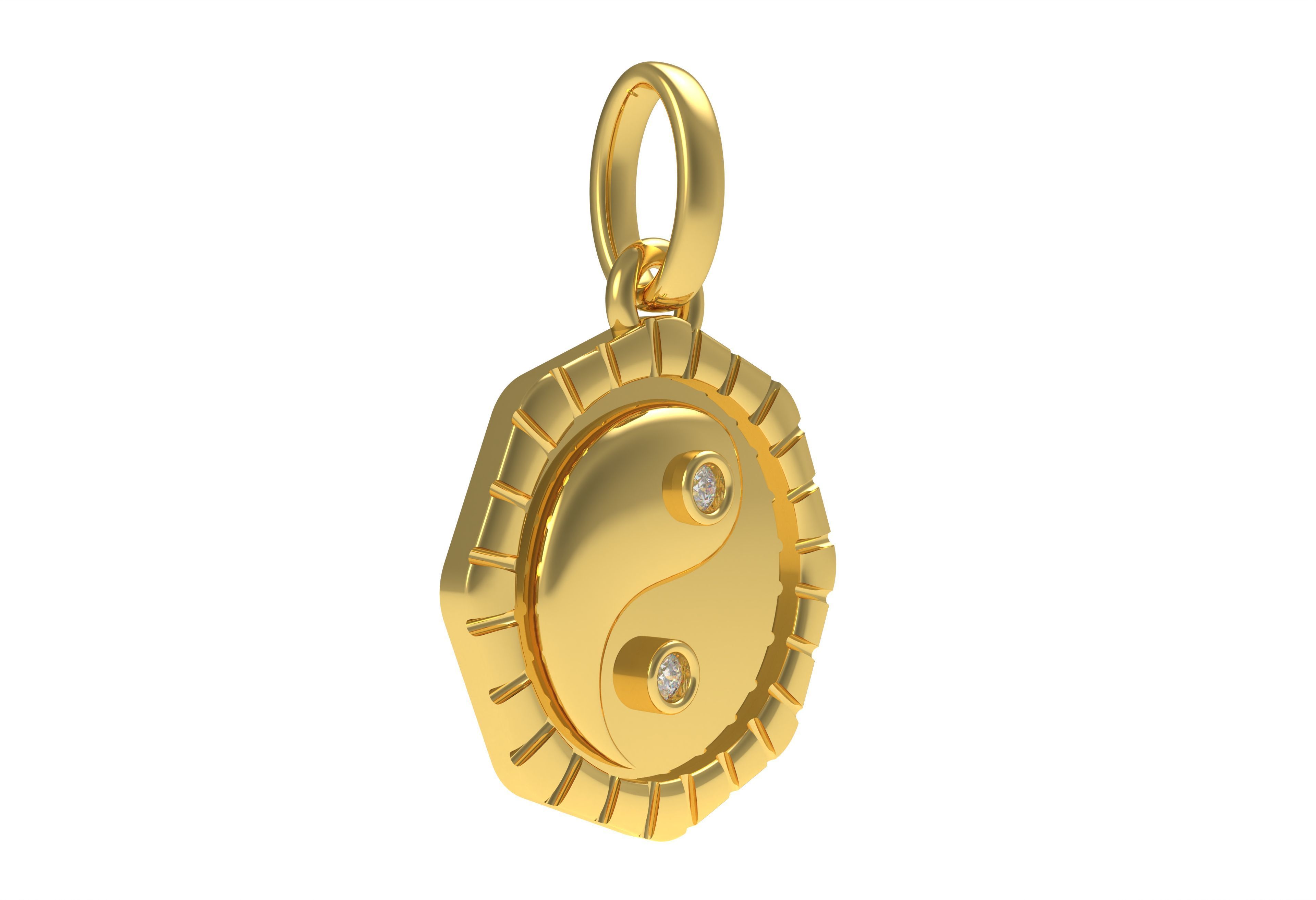 Small Charm Necklace Diamond Pendant 3D print model_2