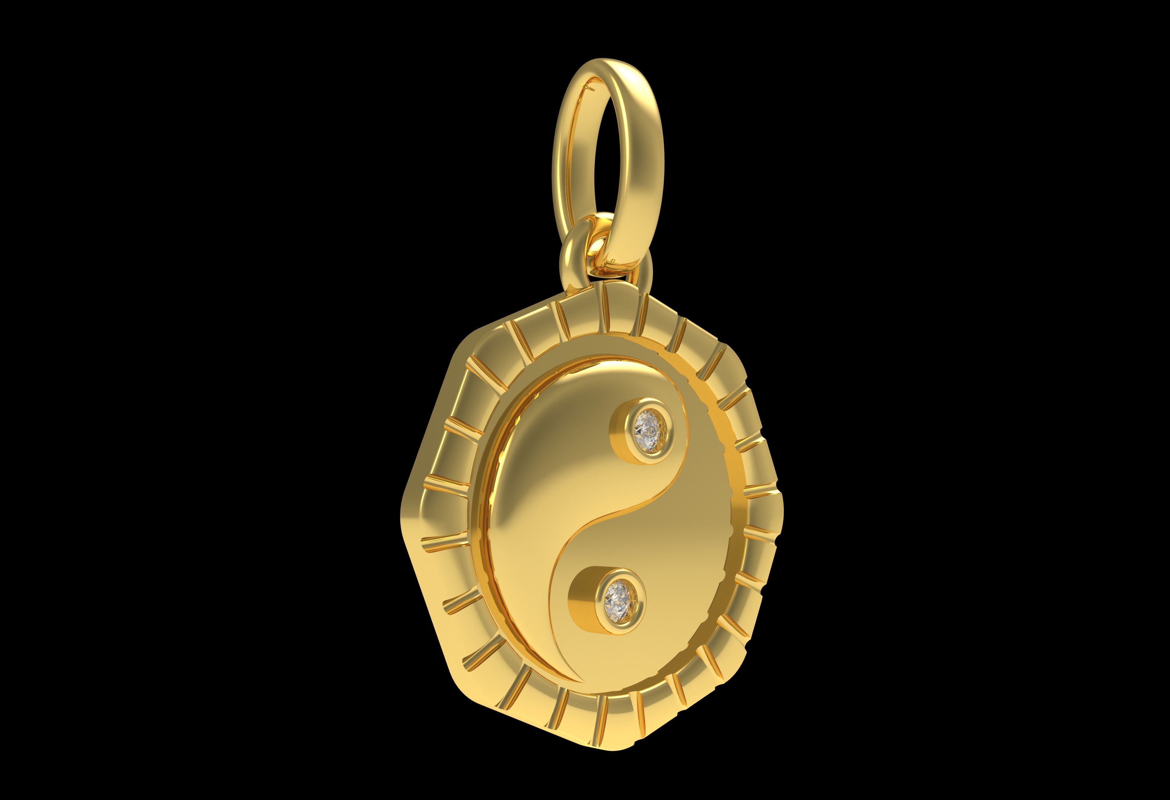 Small Charm Necklace Diamond Pendant 3D print model_22