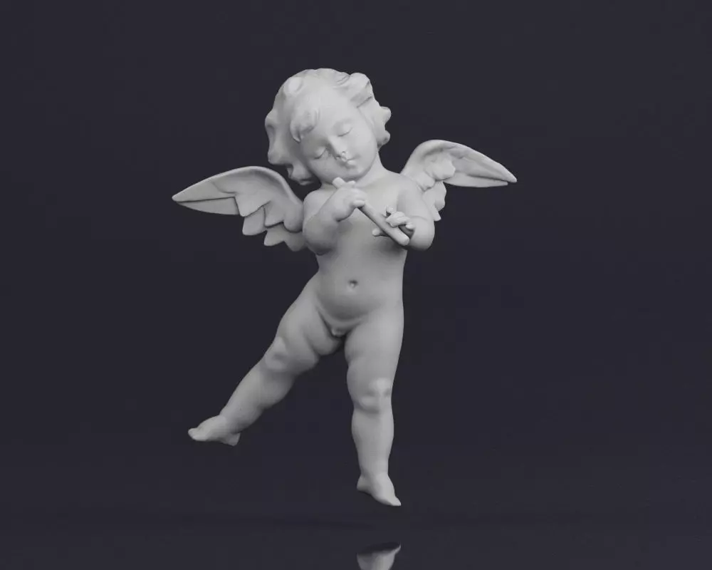 001519 Heavenly Melodies Elegant Angel Flutist 3D print model_0