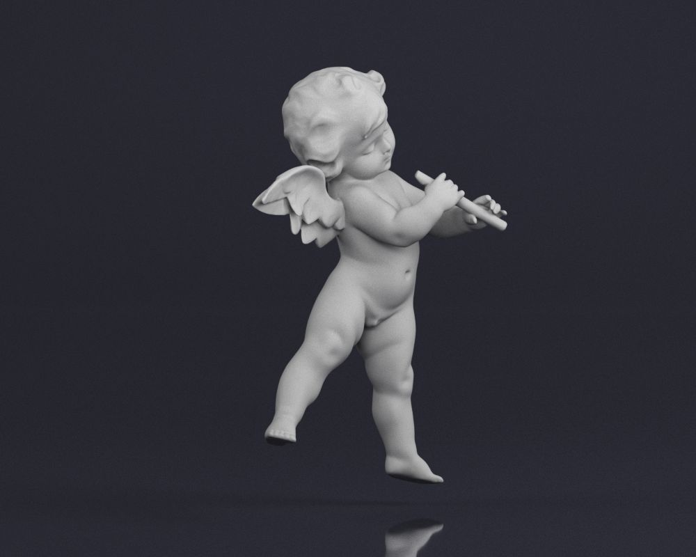 001519 Heavenly Melodies Elegant Angel Flutist 3D print model_1