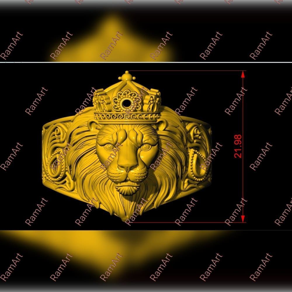 Lion ring lion face ring 3D model 3D print model_1