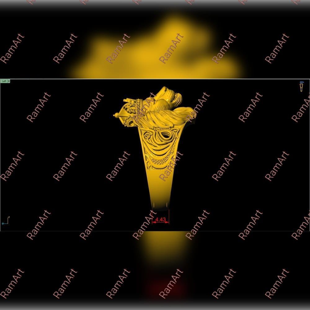 Lion ring lion face ring 3D model 3D print model_7