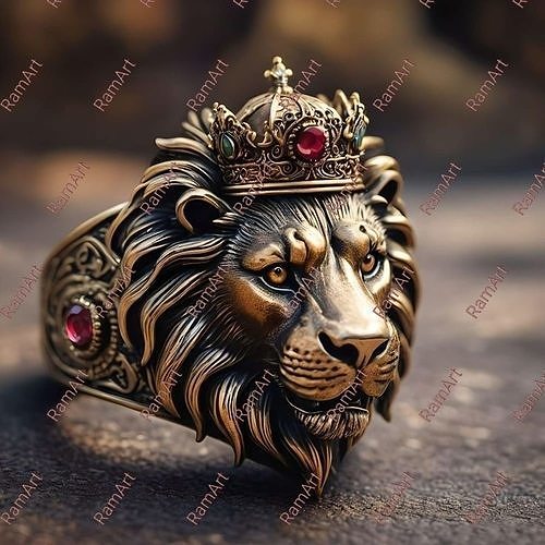 Lion ring lion face ring 3D model 3D print model