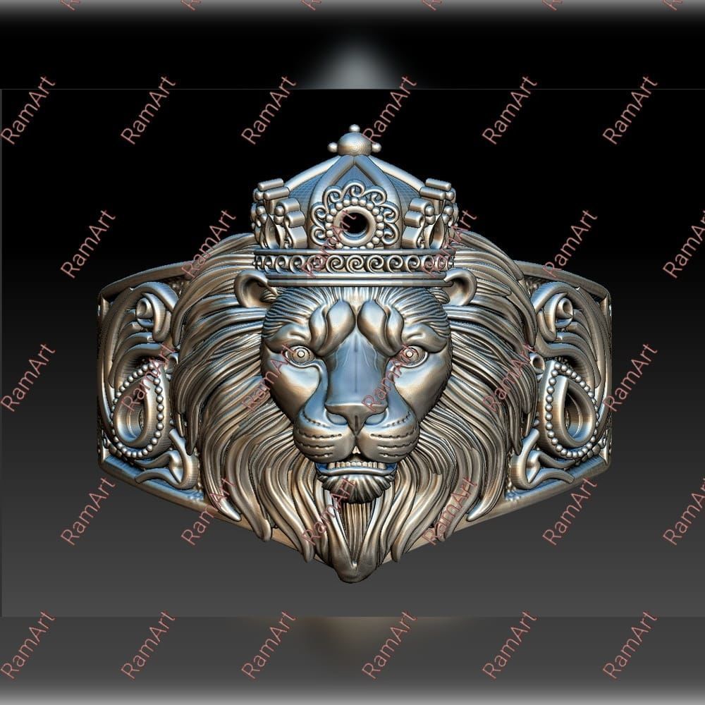 Lion ring lion face ring 3D model 3D print model_8