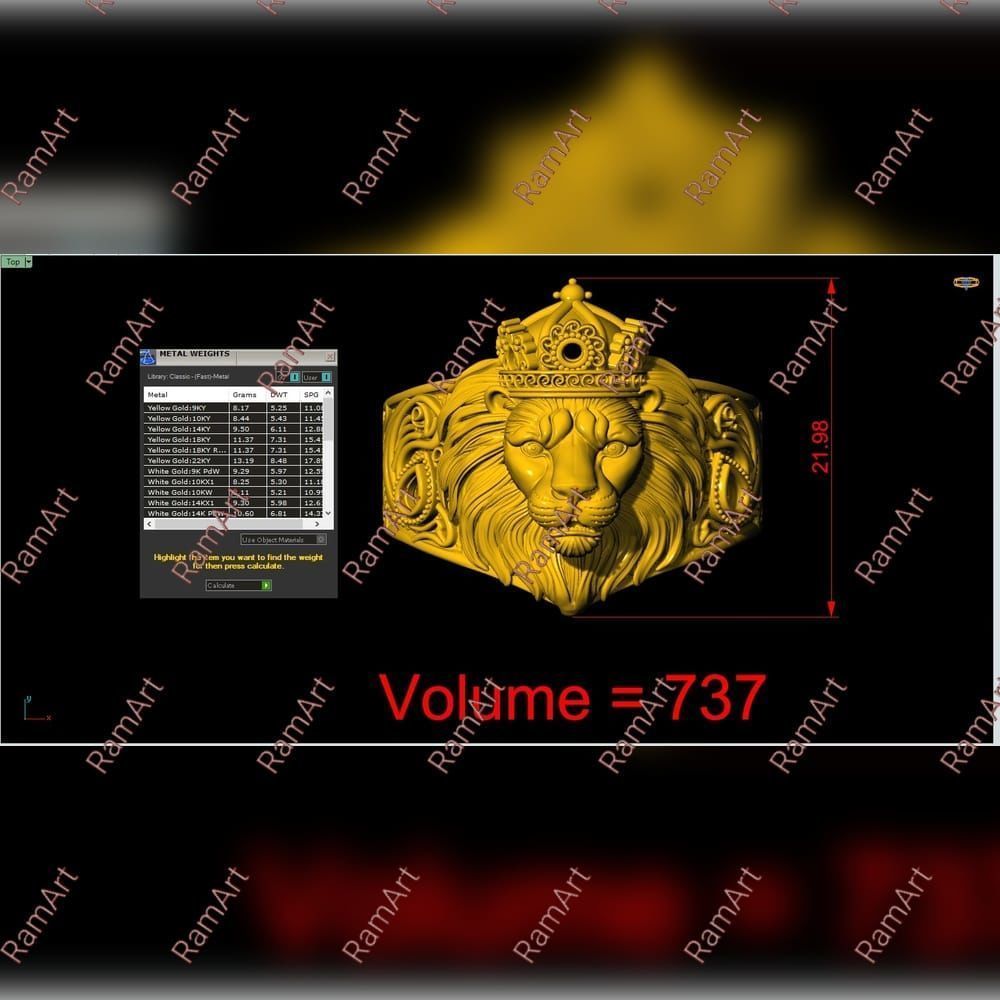 Lion ring lion face ring 3D model 3D print model_4