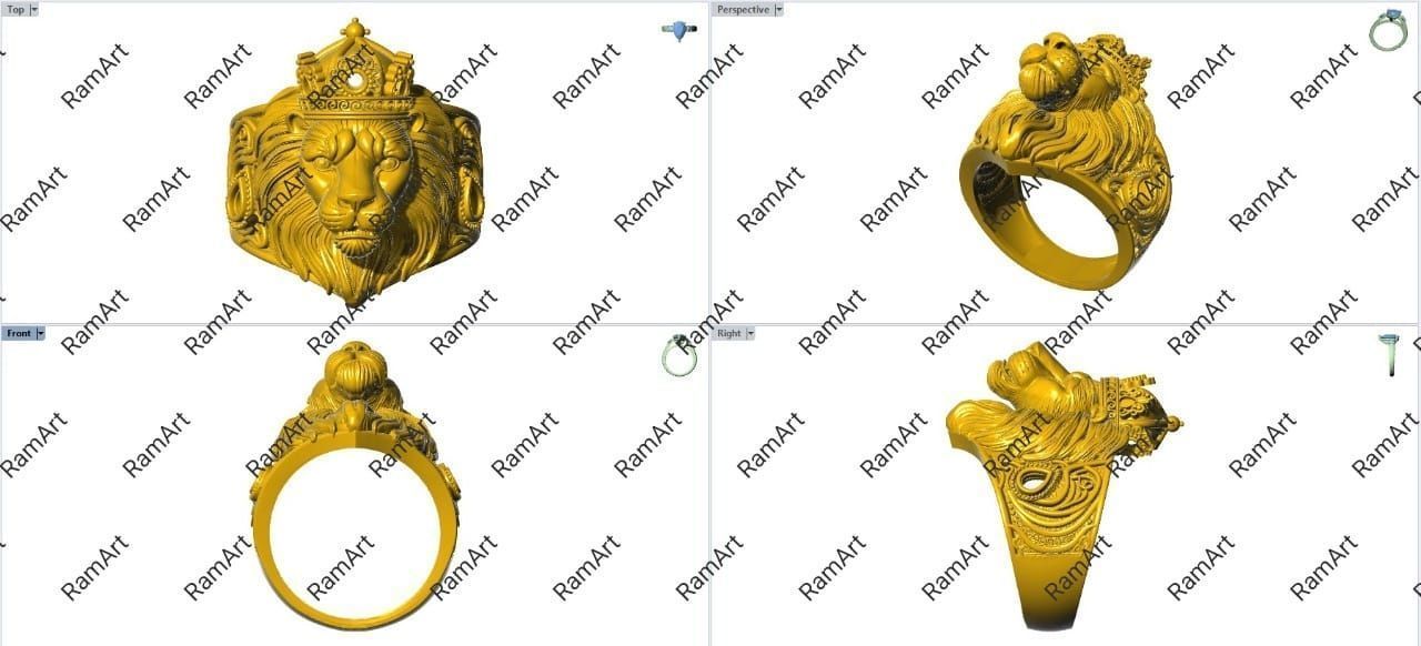 Lion ring lion face ring 3D model 3D print model_2