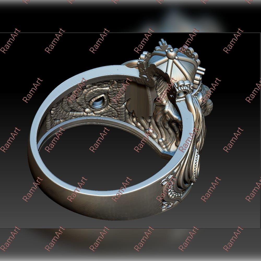Lion ring lion face ring 3D model 3D print model_5