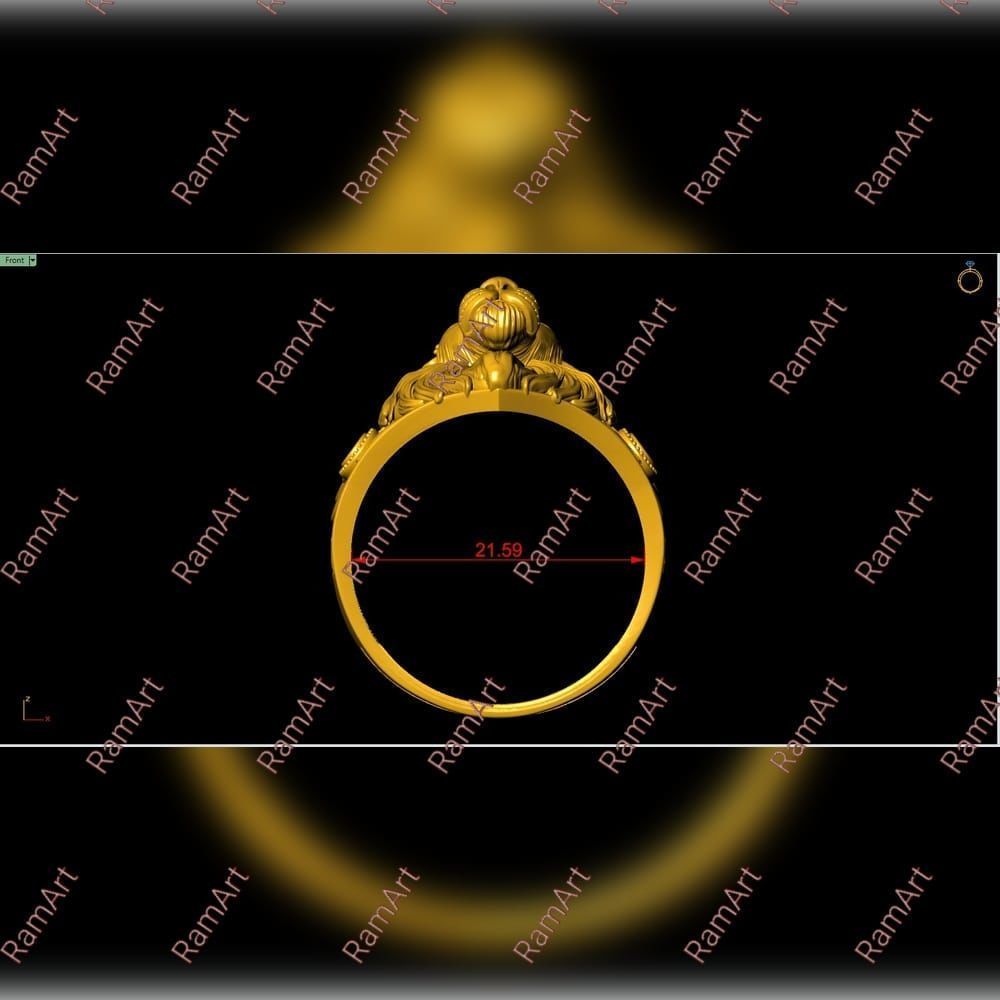 Lion ring lion face ring 3D model 3D print model_6