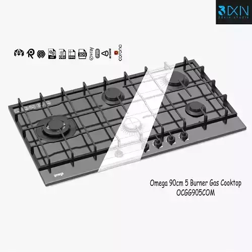 Omega 90cm 5 Burner Gas Cooktop OCGG905COM 3D model