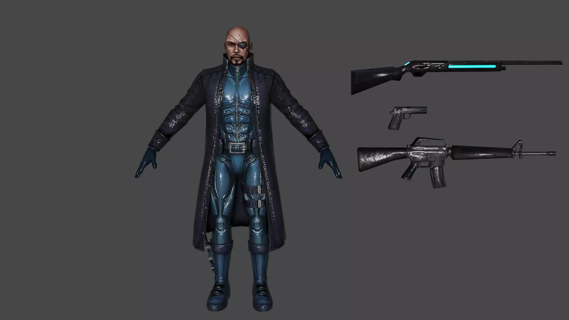 Nick Fury Low-poly 3D model_0