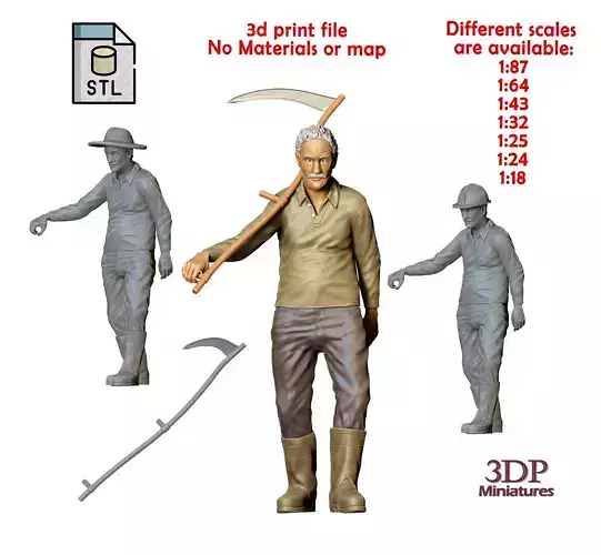 N1 Farmers Man with Scythe 3D print model