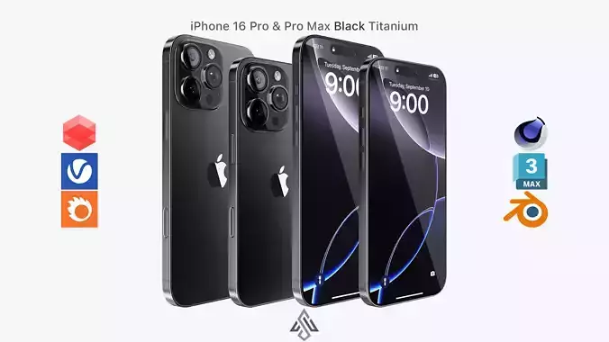 Apple iPhone 16 Pro  - Pro Max Black Titanium 3D model