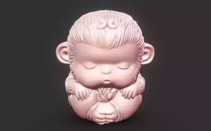 Cartoon Cute Monkey King Wu Kong 3D Print model 3D print model