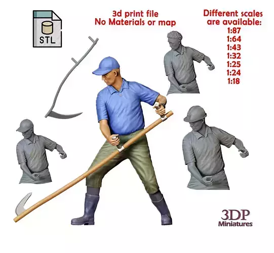 N2 Farmers Man with Scythe 3D print model