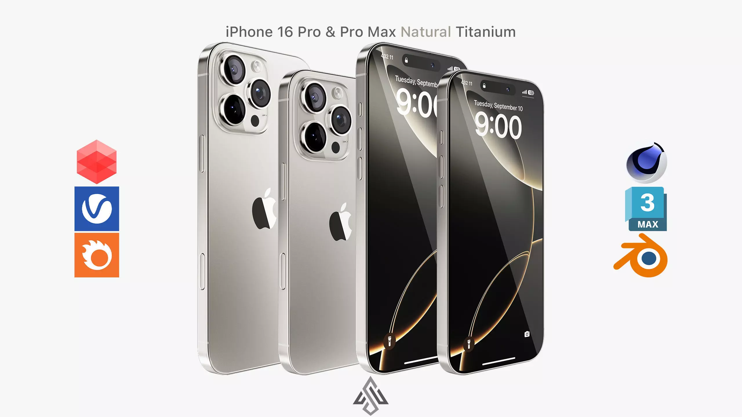 Apple iPhone 16 Pro - Pro Max Natural Titanium 3D model_0