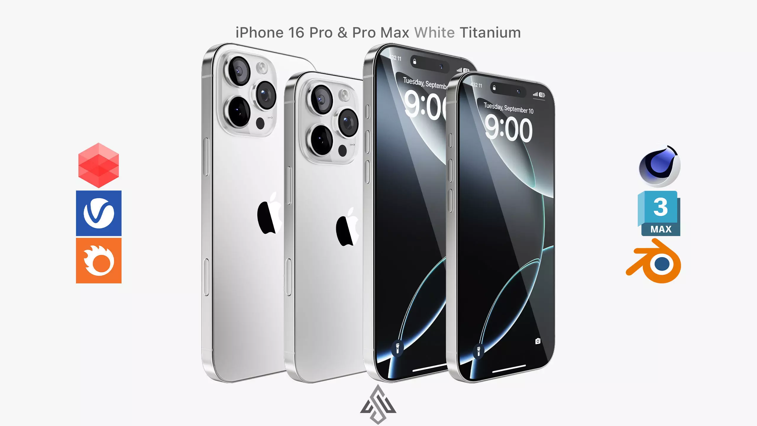 Apple iPhone 16 Pro - Pro Max White Titanium 3D model_0