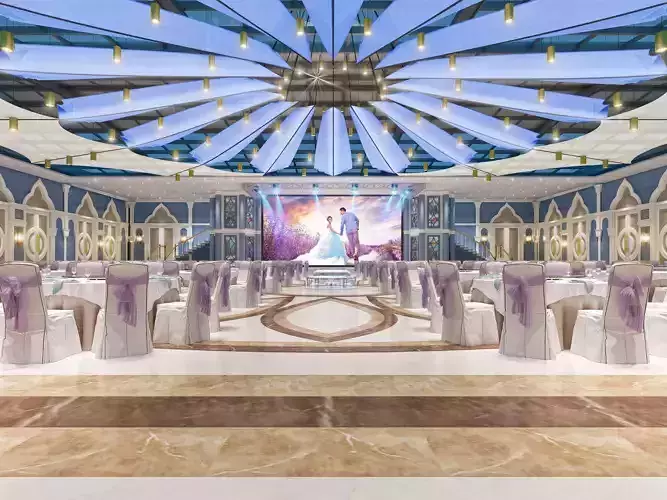 Hotel Banquet Hall 3D model