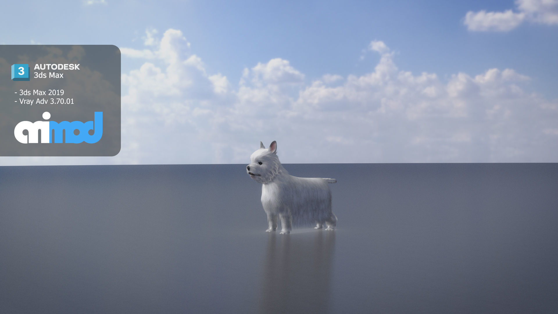 White Terrier Dog 3D model_2