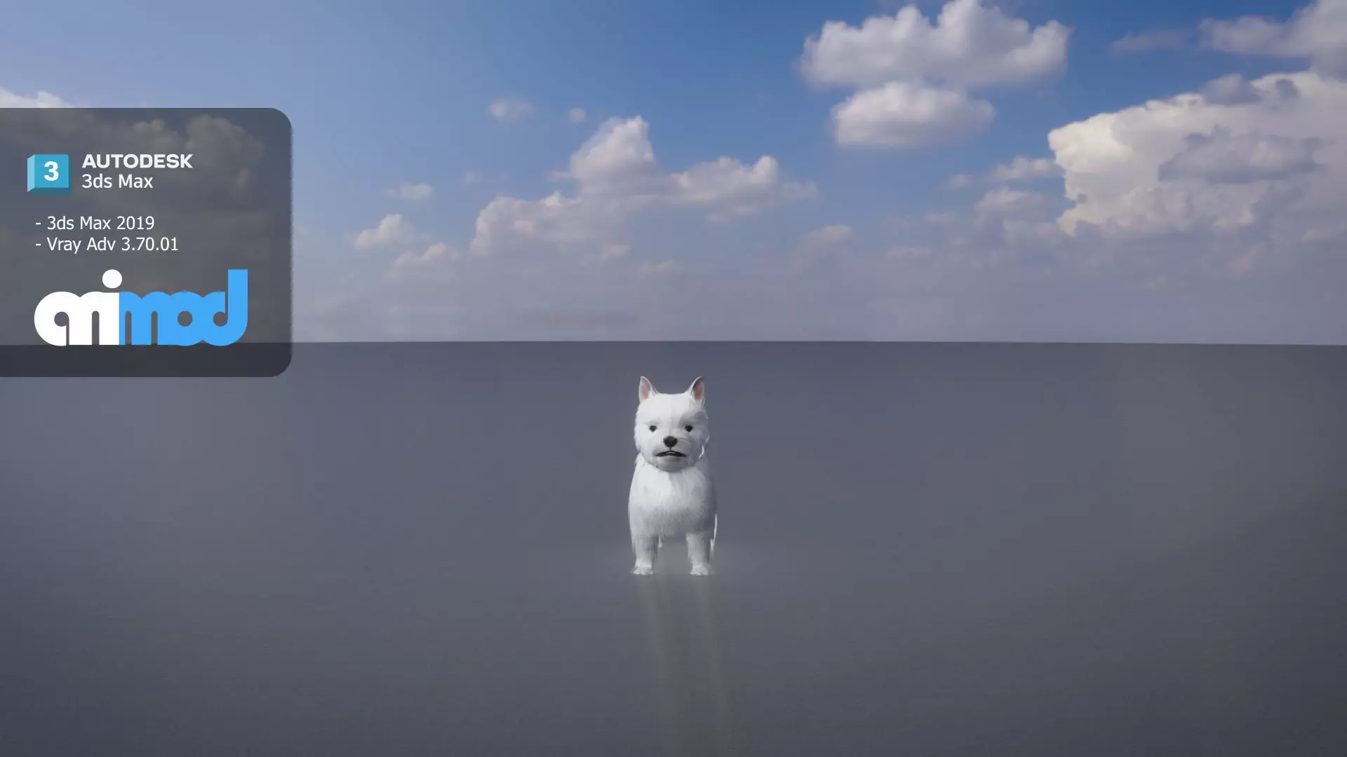 White Terrier Dog 3D model_0