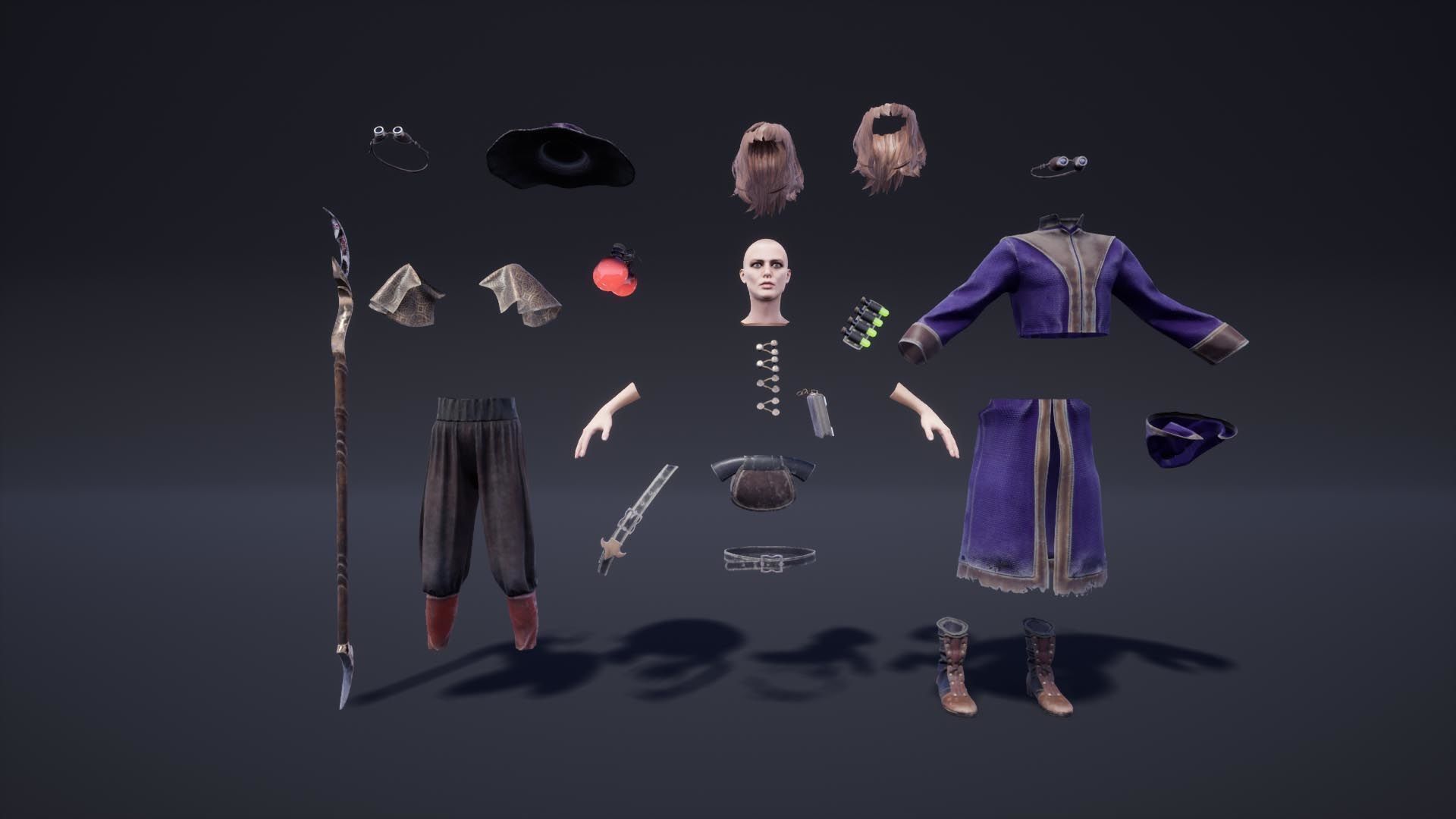 Fantasy Warriors Pack Low-poly 3D model_16