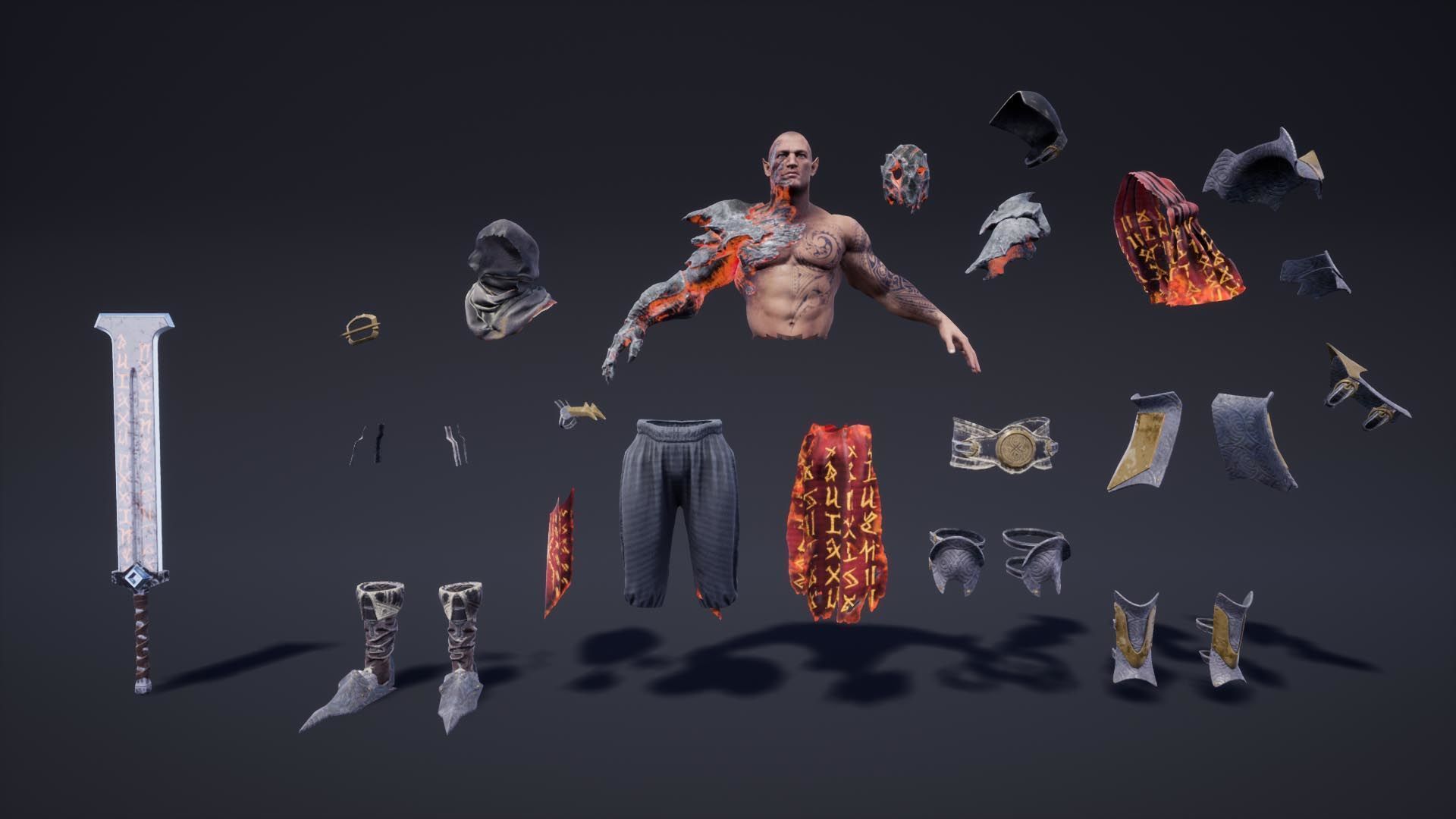 Fantasy Warriors Pack Low-poly 3D model_28