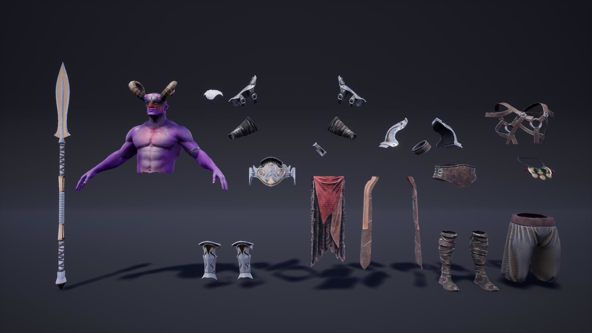 Fantasy Warriors Pack Low-poly 3D model_17