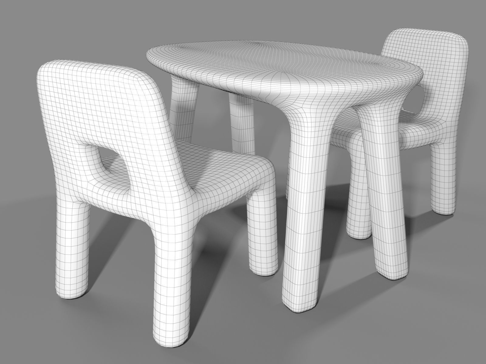 Plastic Table and Chairs for Children 3D model_5