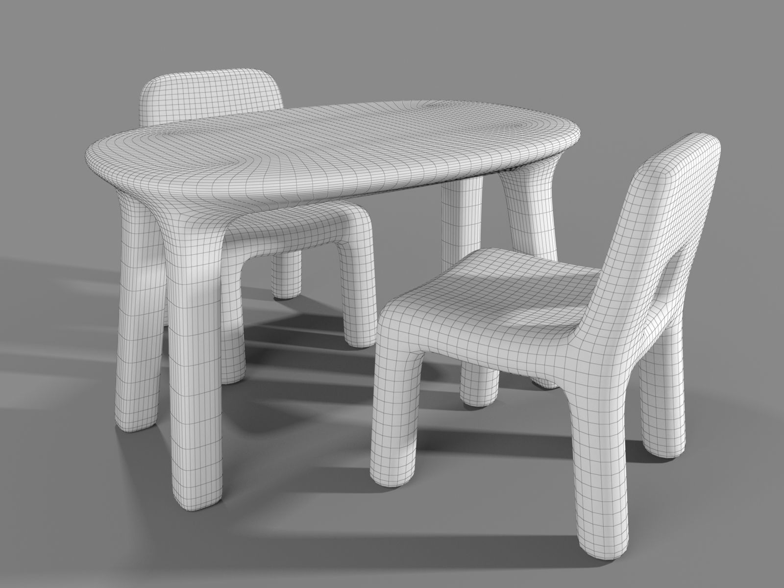 Plastic Table and Chairs for Children 3D model_1