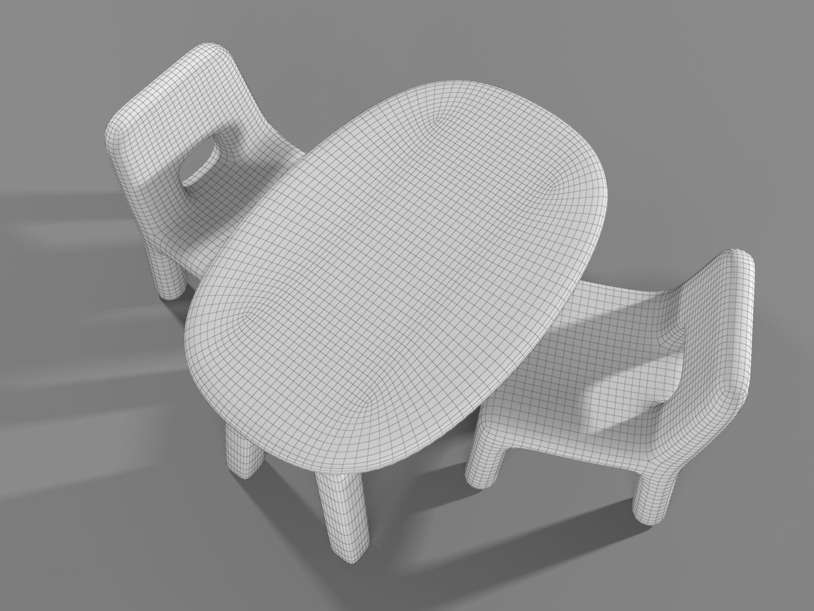 Plastic Table and Chairs for Children 3D model_11