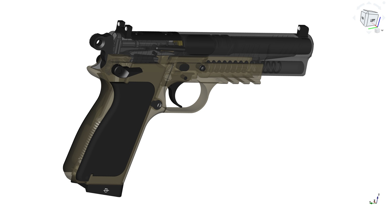 Browning Hi-Power modern CAD project 3D model_13
