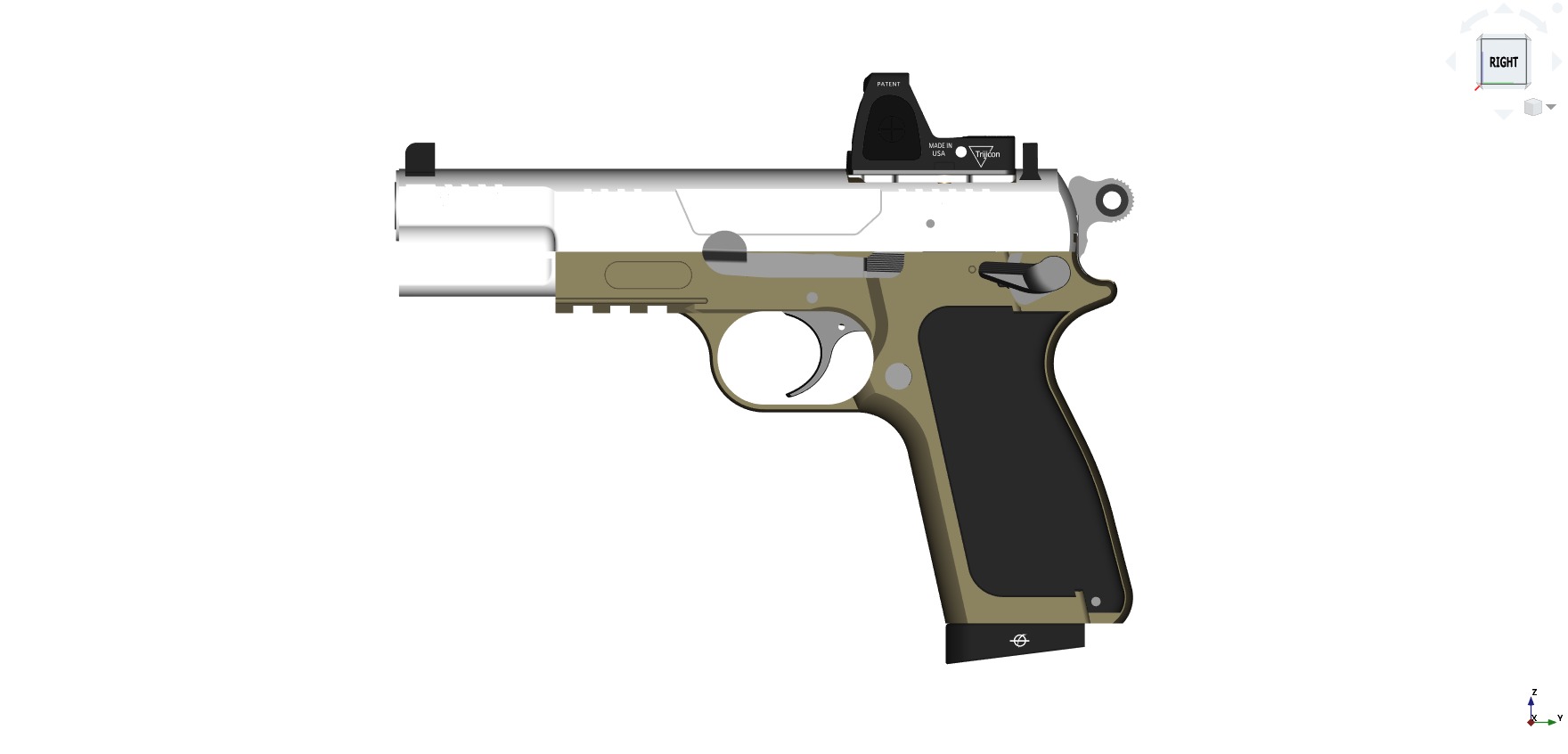 Browning Hi-Power modern CAD project 3D model_8