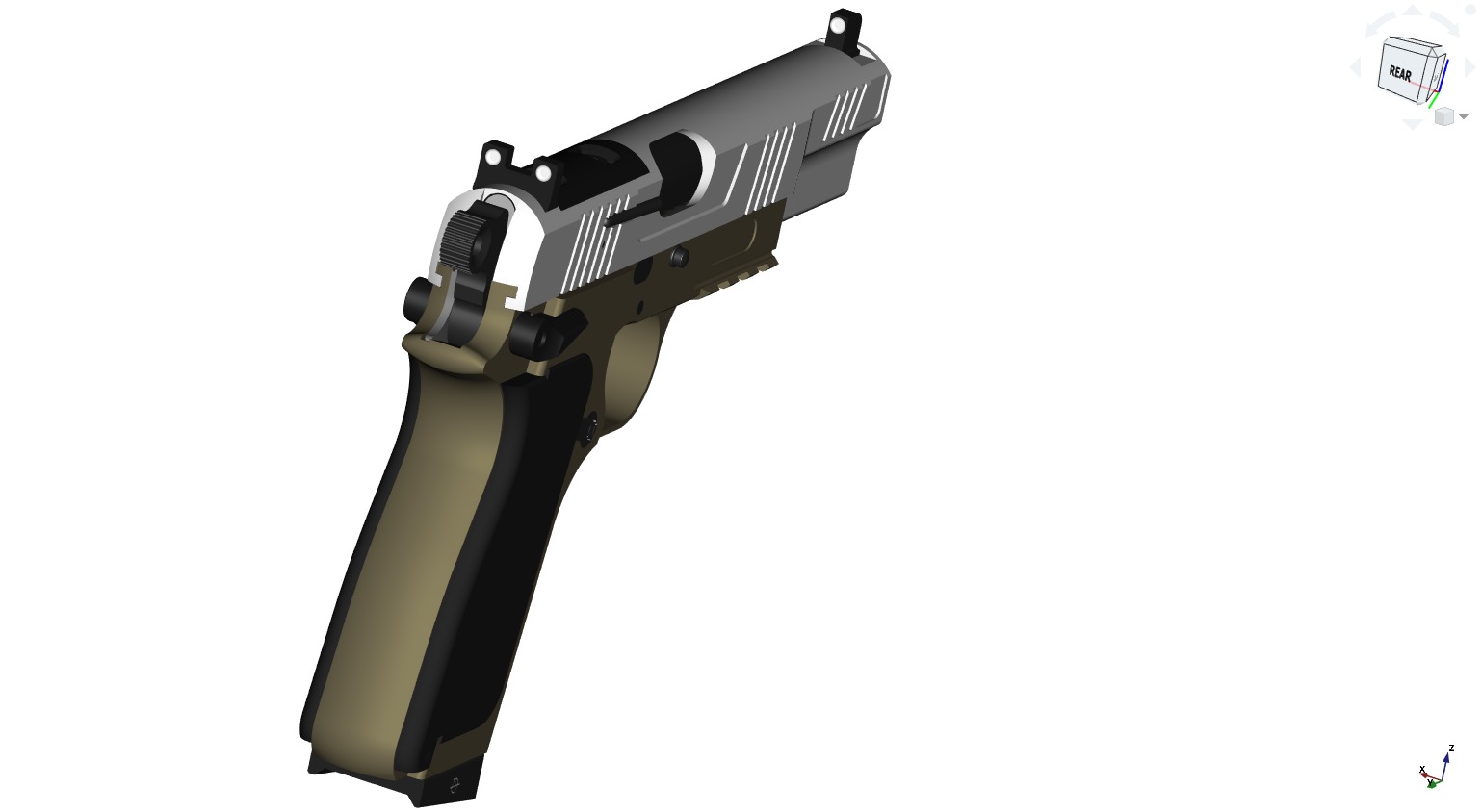 Browning Hi-Power modern CAD project 3D model_12