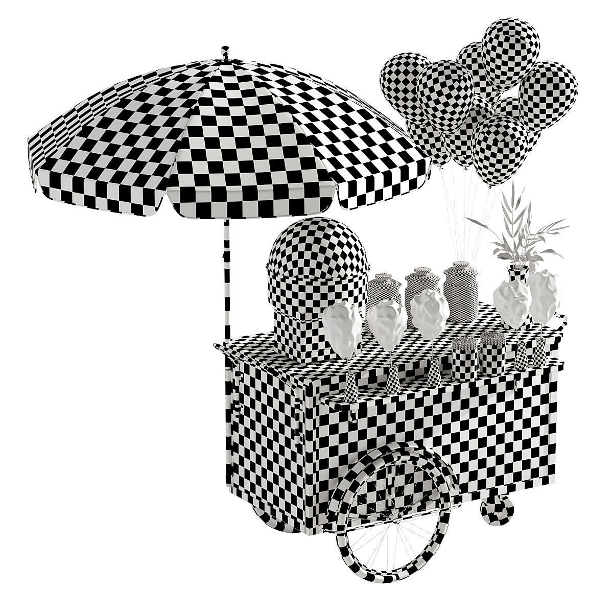 Cotton candy cart 3D model_5