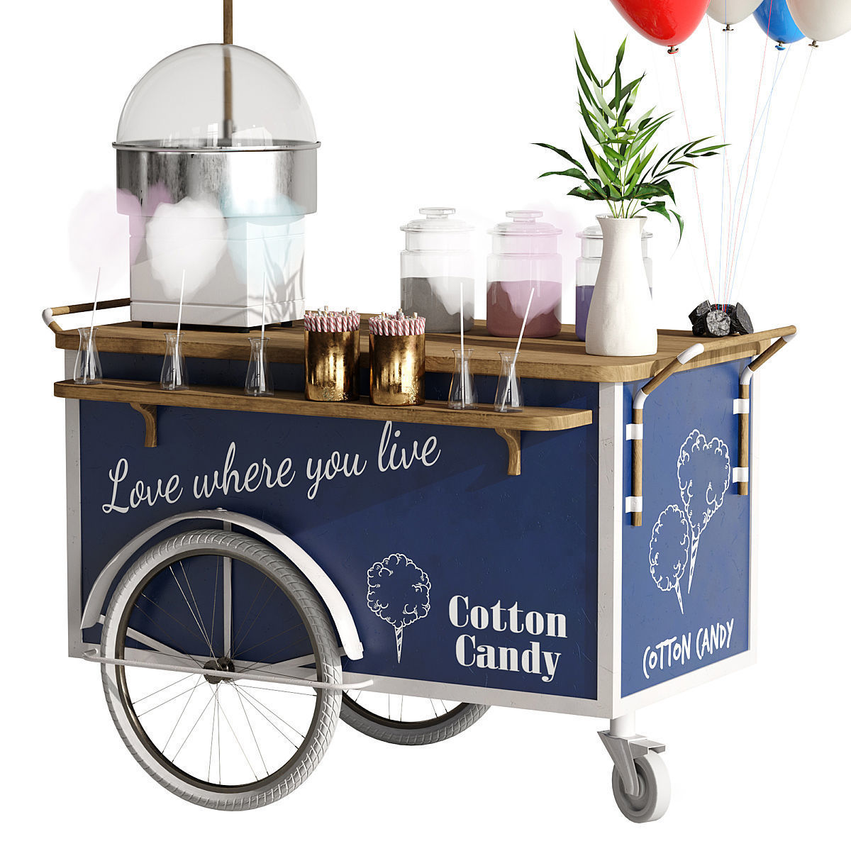 Cotton candy cart 3D model_3