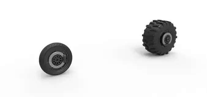 Wheel Set of Top fuel Dirt dragster motorcycle Scale 1 to 25 3D print model
