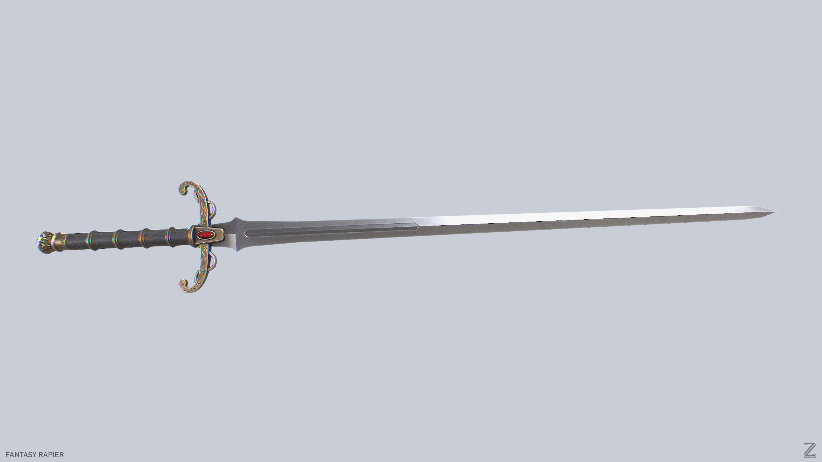 Fantasy rapier Low-poly 3D model_7
