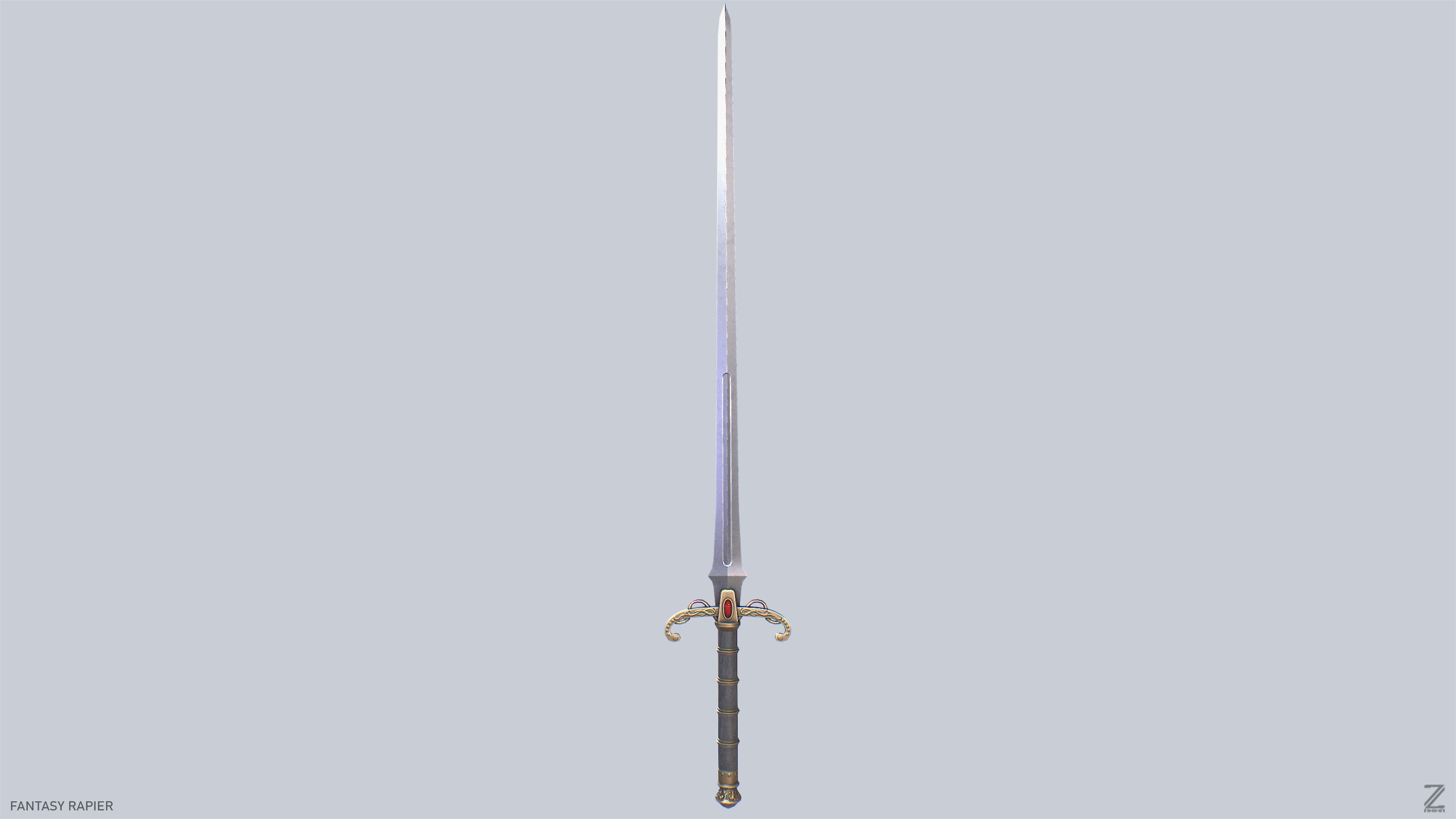 Fantasy rapier Low-poly 3D model_2