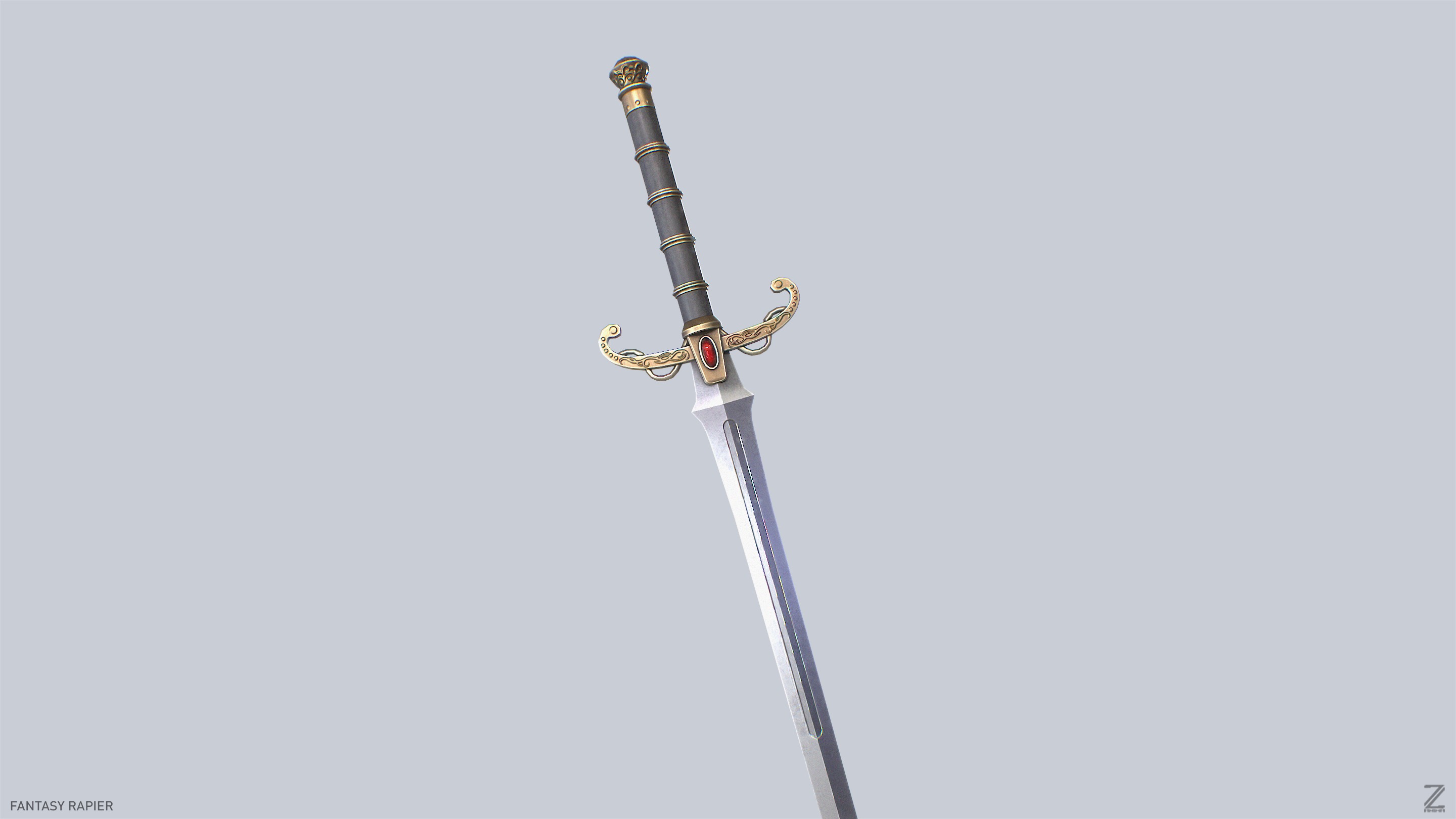 Fantasy rapier Low-poly 3D model_8