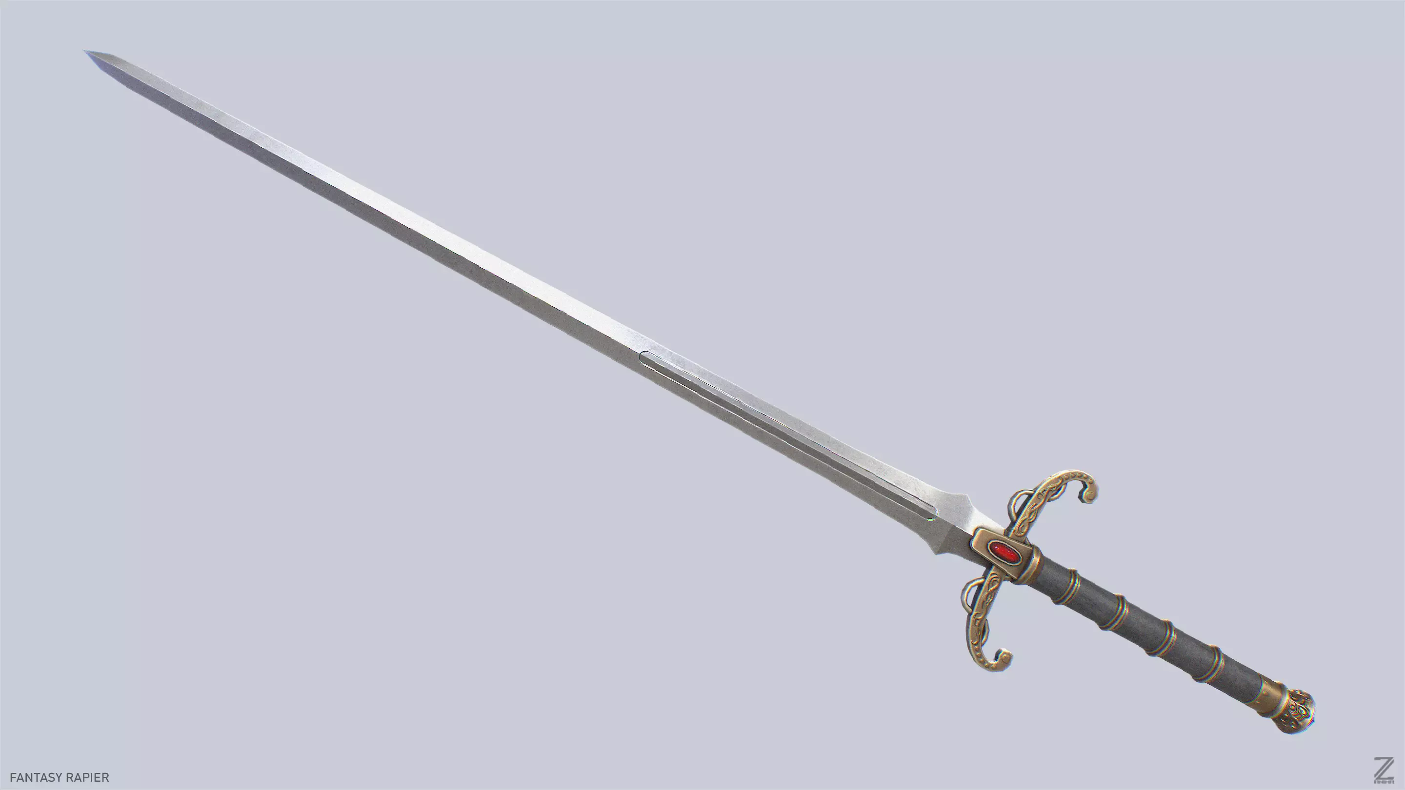 Fantasy rapier Low-poly 3D model_0