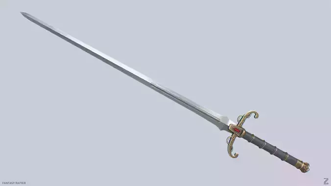 Fantasy rapier Low-poly 3D model