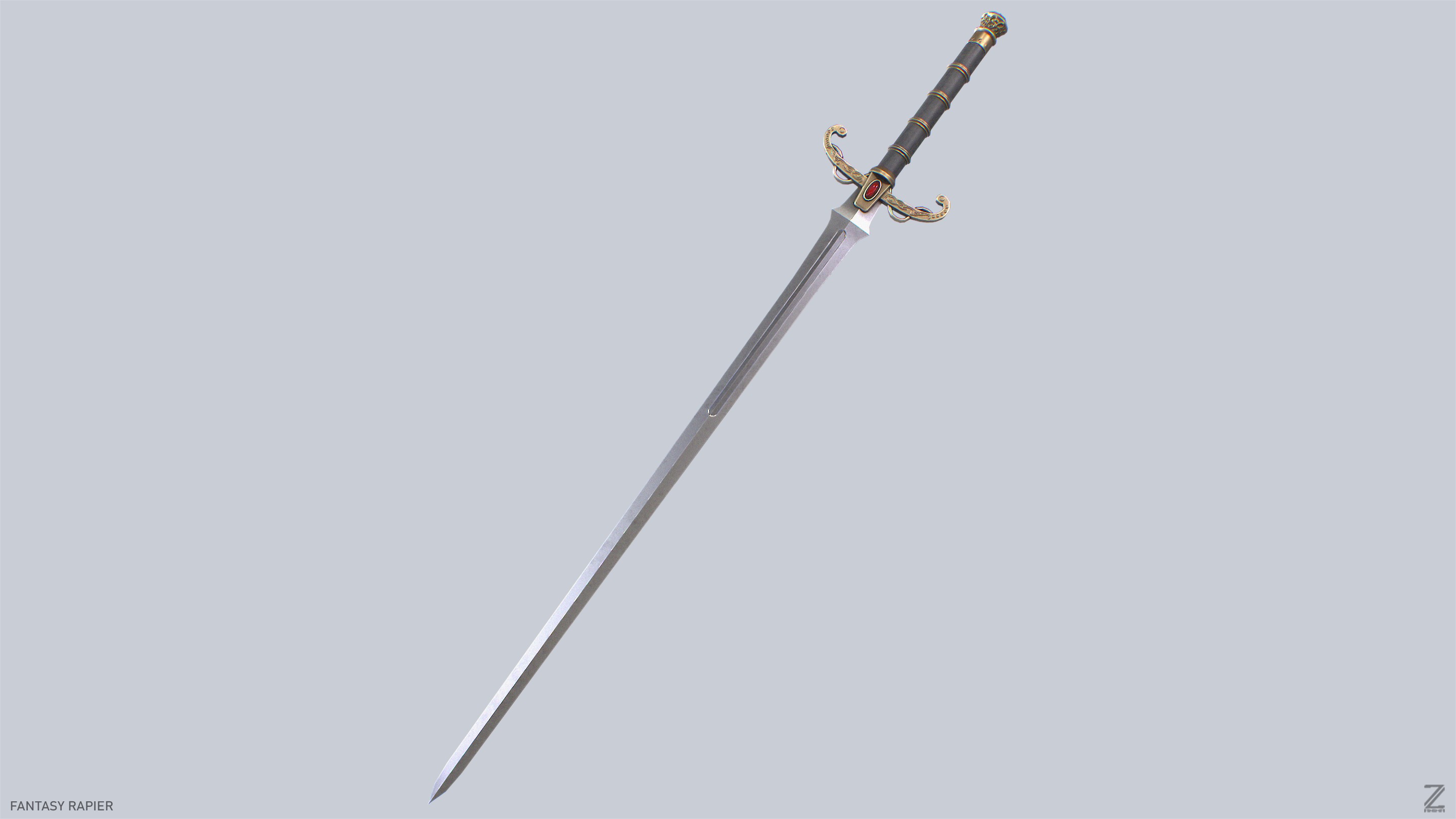 Fantasy rapier Low-poly 3D model_5