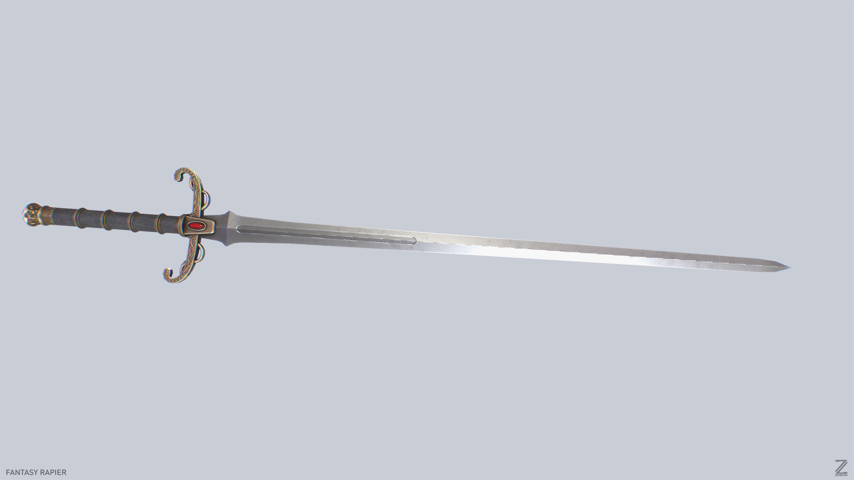 Fantasy rapier Low-poly 3D model_6
